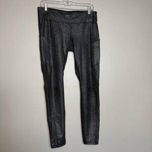 Lululemon Speed Up Tights Size 10 Leggings Black Silver Luminosity Foil